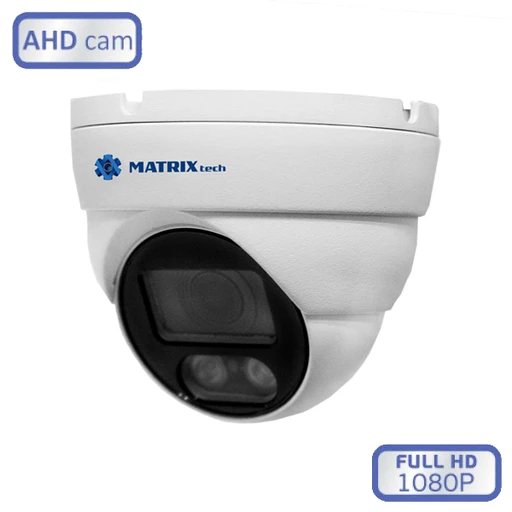 Купольная антивандальная камера 2 МП, 2.8 мм, ИК 20 м, IP66, 12 В, белый, Metal, Human Detection, AHD/TVI/CVI, 1080P