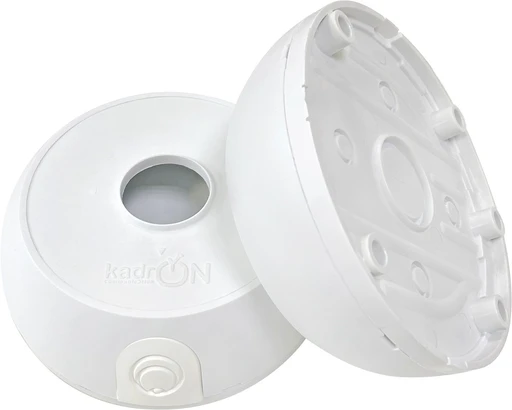 Монтажная коробка KadrON JB2-100W для камер видеонаблюдения, пластиковая, белый, крепление настенное/потолочное, вынос 42 мм, размеры 130x42 мм