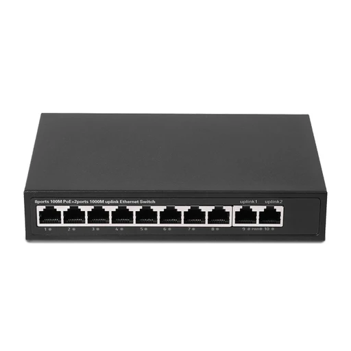 PoE коммутатор AS-P1082G Light на 8 портов 10/100 Мбит/с, бюджет 120Вт, 2 гигабитных Uplink, пропускная способность 5.6 Гбит/с, 180*120*32 мм