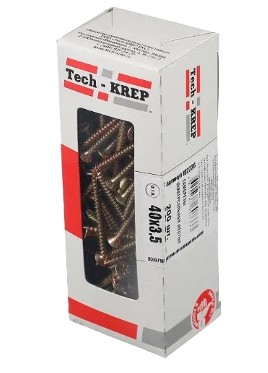 Шуруп универсальный 3,5х40 мм PZ2 с потайной головкой, желтый, 200 шт