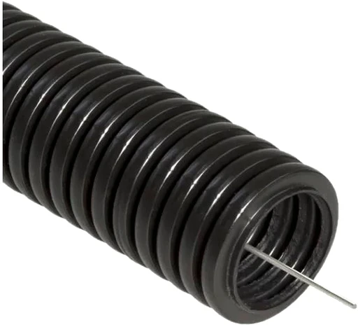 Гофрированная труба ПНД д25 HF с зондом, RAL 9005, стальная проволока