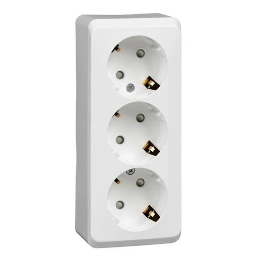 Розетка тройная ЭТЮД 16А 250В белый 3 поста 220В IP20 глянцевый